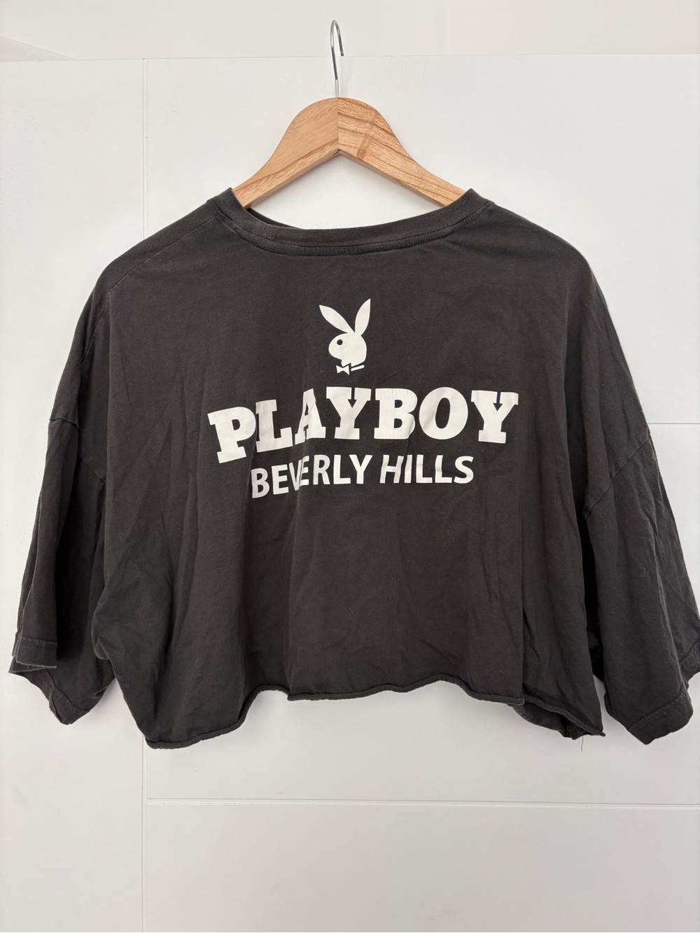 Playboy Beverly Hills Black Oversized Crop Tee